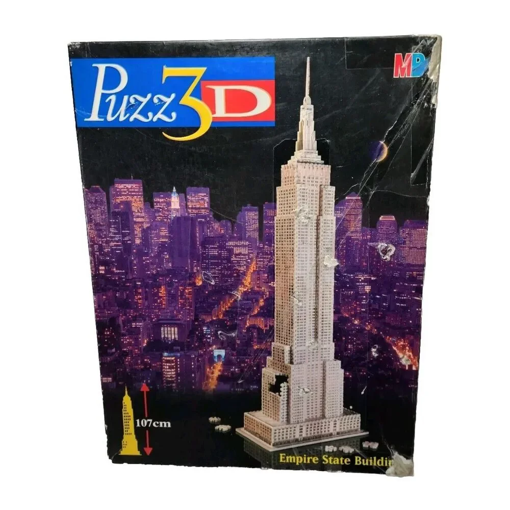 Rare Vintage MB Puzz 3D Empire State Building 902 Piece Jigsaw Puzzle